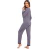 GYS Viscose from Bamboo Women’s Pajama Sets Super Soft Long Sleeve Sleepwear Comfy Winter Pjs Sets S-4X(B- V Neck – Dark Grey)