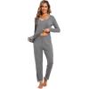 GYS Viscose from Bamboo Women’s Pajama Sets Super Soft Long Sleeve Sleepwear Comfy Winter Pjs Sets S-4X(B- V Neck – Dark Heather Grey)