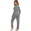 GYS Viscose from Bamboo Women’s Pajama Sets Super Soft Long Sleeve Sleepwear Comfy Winter Pjs Sets S-4X(B- V Neck – Dark Heather Grey)