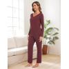 GYS Viscose from Bamboo Women’s Pajama Sets Super Soft Long Sleeve Sleepwear Comfy Winter Pjs Sets S-4X(B- V Neck – Ficus Red)