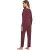 GYS Viscose from Bamboo Women’s Pajama Sets Super Soft Long Sleeve Sleepwear Comfy Winter Pjs Sets S-4X(B- V Neck – Ficus Red)