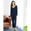 GYS Viscose from Bamboo Women’s Pajama Sets Super Soft Long Sleeve Sleepwear Comfy Winter Pjs Sets S-4X(B- V Neck – Navy)
