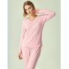 GYS Viscose from Bamboo Women’s Pajama Sets Super Soft Long Sleeve Sleepwear Comfy Winter Pjs Sets S-4X(B- V Neck – Pink)