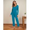 GYS Viscose from Bamboo Women’s Pajama Sets Super Soft Long Sleeve Sleepwear Comfy Winter Pjs Sets S-4X(B- V Neck – Teal Blue)