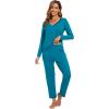 GYS Viscose from Bamboo Women’s Pajama Sets Super Soft Long Sleeve Sleepwear Comfy Winter Pjs Sets S-4X(B- V Neck – Teal Blue)