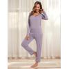 GYS Viscose from Bamboo Women’s Pajama Sets Super Soft Long Sleeve Sleepwear Comfy Winter Pjs Sets S-4X(B- V Neck – Violet)