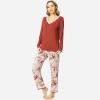 GYS Viscose from Bamboo Women’s Pajama Sets Super Soft Long Sleeve Sleepwear Comfy Winter Pjs Sets S-4X(C-brick Red)