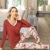GYS Viscose from Bamboo Women’s Pajama Sets Super Soft Long Sleeve Sleepwear Comfy Winter Pjs Sets S-4X(C-brick Red)