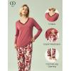 GYS Viscose from Bamboo Women’s Pajama Sets Super Soft Long Sleeve Sleepwear Comfy Winter Pjs Sets S-4X(D- Ash Rose/Plants)