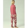 GYS Viscose from Bamboo Women’s Pajama Sets Super Soft Long Sleeve Sleepwear Comfy Winter Pjs Sets S-4X(D- Ash Rose/Plants)