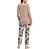 GYS Viscose from Bamboo Women’s Pajama Sets Super Soft Long Sleeve Sleepwear Comfy Winter Pjs Sets S-4X(D- Brown/Plants)