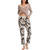 GYS Viscose from Bamboo Women’s Pajama Sets Super Soft Long Sleeve Sleepwear Comfy Winter Pjs Sets S-4X(D- Brown/Plants)