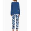 GYS Viscose from Bamboo Women’s Pajama Sets Super Soft Long Sleeve Sleepwear Comfy Winter Pjs Sets S-4X(D- Fog Blue/Plants)