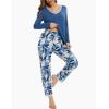 GYS Viscose from Bamboo Women’s Pajama Sets Super Soft Long Sleeve Sleepwear Comfy Winter Pjs Sets S-4X(D- Fog Blue/Plants)