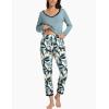 GYS Viscose from Bamboo Women’s Pajama Sets Super Soft Long Sleeve Sleepwear Comfy Winter Pjs Sets S-4X(D- Pewter/Plants)