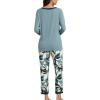 GYS Viscose from Bamboo Women’s Pajama Sets Super Soft Long Sleeve Sleepwear Comfy Winter Pjs Sets S-4X(D- Pewter/Plants)