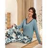 GYS Viscose from Bamboo Women’s Pajama Sets Super Soft Long Sleeve Sleepwear Comfy Winter Pjs Sets S-4X(D- Pewter/Plants)