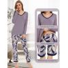 GYS Viscose from Bamboo Women’s Pajama Sets Super Soft Long Sleeve Sleepwear Comfy Winter Pjs Sets S-4X(D- Violet/Plants)