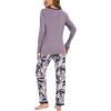 GYS Viscose from Bamboo Women’s Pajama Sets Super Soft Long Sleeve Sleepwear Comfy Winter Pjs Sets S-4X(D- Violet/Plants)
