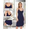 GYS Women’s Bamboo Viscose Full Slips for Under Dresses Adjustable Spaghetti Straps Cami Slip Dress(Navy-long Style)
