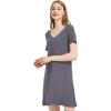 GYS Womens Bamboo Viscose Nightgown, Silky Soft Lightweight Short Sleeve Sleep Dress with Satin V-Neck for Hot Sleepers(Dark Grey)