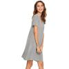 GYS Womens Bamboo Viscose Nightgown, Silky Soft Lightweight Short Sleeve Sleep Dress with Satin V-Neck for Hot Sleepers(Heather Grey)