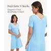 GYS Womens Bamboo Viscose Nightgown, Silky Soft Lightweight Short Sleeve Sleep Dress with Satin V-Neck for Hot Sleepers(Pale Blue)