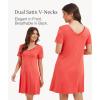 GYS Womens Bamboo Viscose Nightgown, Silky Soft Lightweight Short Sleeve Sleep Dress with Satin V-Neck for Hot Sleepers(Peach)