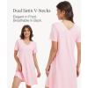 GYS Womens Bamboo Viscose Nightgown, Silky Soft Lightweight Short Sleeve Sleep Dress with Satin V-Neck for Hot Sleepers(Pink)
