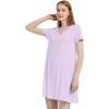GYS Womens Bamboo Viscose Nightgown, Silky Soft Lightweight Short Sleeve Sleep Dress with Satin V-Neck for Hot Sleepers(Taro Purple)