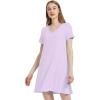 GYS Womens Bamboo Viscose Nightgown, Silky Soft Lightweight Short Sleeve Sleep Dress with Satin V-Neck for Hot Sleepers(Taro Purple)