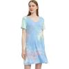GYS Womens Bamboo Viscose Nightgown, Silky Soft Lightweight Short Sleeve Sleep Dress with Satin V-Neck for Hot Sleepers(Tie-dye Blue)