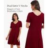 GYS Womens Bamboo Viscose Nightgown, Silky Soft Lightweight Short Sleeve Sleep Dress with Satin V-Neck for Hot Sleepers(Wine)