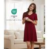 GYS Womens Bamboo Viscose Nightgown, Silky Soft Lightweight Short Sleeve Sleep Dress with Satin V-Neck for Hot Sleepers(Wine)