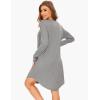 GYS Women’s Nightgown Long Sleeve – Viscose Made from Bamboo, Soft Pleated Night Shirt House Dress Comfy Sleepwear(Heather Grey)