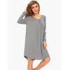 GYS Women’s Nightgown Long Sleeve – Viscose Made from Bamboo, Soft Pleated Night Shirt House Dress Comfy Sleepwear(Heather Grey)