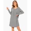 GYS Women’s Nightgown Long Sleeve – Viscose Made from Bamboo, Soft Pleated Night Shirt House Dress Comfy Sleepwear(Heather Grey)