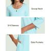GYS Women’s Nightgowns 3/4 Sleeve Scoopneck Sleep Shirt with Pockets, Bamboo-derived Viscose(Aqua)