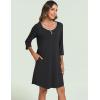 GYS Women’s Nightgowns 3/4 Sleeve Scoopneck Sleep Shirt with Pockets, Bamboo-derived Viscose(Black)