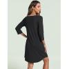 GYS Women’s Nightgowns 3/4 Sleeve Scoopneck Sleep Shirt with Pockets, Bamboo-derived Viscose(Black)