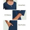 GYS Women’s Nightgowns 3/4 Sleeve Scoopneck Sleep Shirt with Pockets, Bamboo-derived Viscose(Ink Blue)