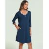 GYS Women’s Nightgowns 3/4 Sleeve Scoopneck Sleep Shirt with Pockets, Bamboo-derived Viscose(Ink Blue)