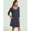 GYS Women’s Nightgowns 3/4 Sleeve Scoopneck Sleep Shirt with Pockets, Bamboo-derived Viscose(Midnight Blue)