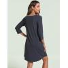 GYS Women’s Nightgowns 3/4 Sleeve Scoopneck Sleep Shirt with Pockets, Bamboo-derived Viscose(Midnight Blue)