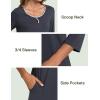 GYS Women’s Nightgowns 3/4 Sleeve Scoopneck Sleep Shirt with Pockets, Bamboo-derived Viscose(Midnight Blue)