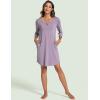 GYS Women’s Nightgowns 3/4 Sleeve Scoopneck Sleep Shirt with Pockets, Bamboo-derived Viscose(Violet)