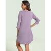GYS Women’s Nightgowns 3/4 Sleeve Scoopneck Sleep Shirt with Pockets, Bamboo-derived Viscose(Violet)