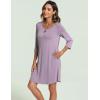 GYS Women’s Nightgowns 3/4 Sleeve Scoopneck Sleep Shirt with Pockets, Bamboo-derived Viscose(Violet)