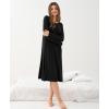 GYS Women’s Nightgowns Bamboo Viscose Soft and Comfy Long Sleeve Pajama Dress(Black)