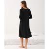 GYS Women’s Nightgowns Bamboo Viscose Soft and Comfy Long Sleeve Pajama Dress(Black)